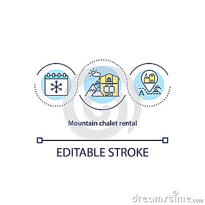 Mountain chalet rental concept icon Vector Illustration