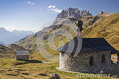 Mountain chapel on the pass Klausen Stock Photo
