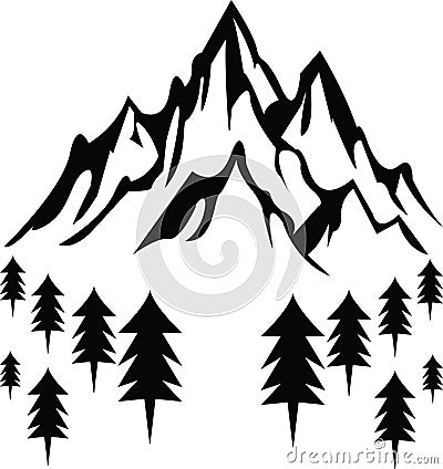 Mountain Christmas Gift and trees jpg image with svg vector cut file for cricut and silhouette Stock Photo