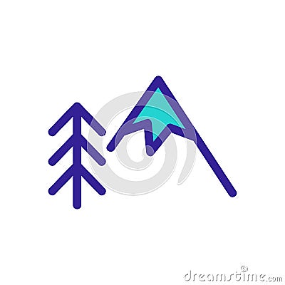 mountain and Christmas tree icon vector. Isolated contour symbol illustration Cartoon Illustration