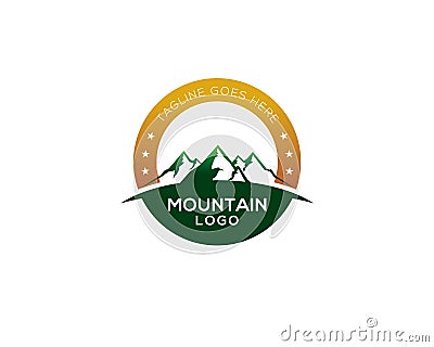 Mountain circular emblem Vector Illustration