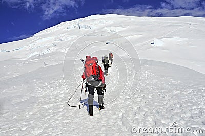 Mountain Climbers high on Mount Rainier, Washington Editorial Stock Photo