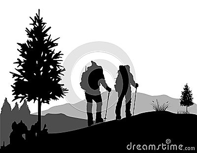 Mountain Climbing Cartoon Illustration
