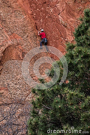 Mountain climbing rock slifee at garden of the gods colorado springs rocky mountains Editorial Stock Photo