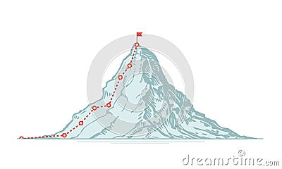 Mountain climbing route. Business vector illustration Vector Illustration