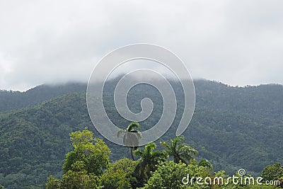 Mountain, clouds and haze. Stock Photo