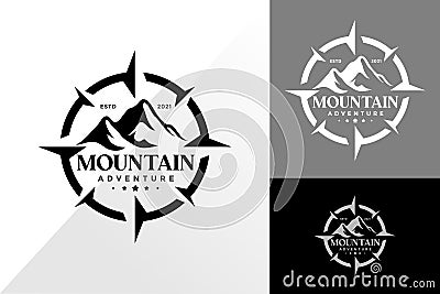 Mountain Compass Logo Design, Brand Identity Logos Designs Vector Illustration Template Vector Illustration