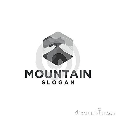 Mountain eruption logo with cloud Vector Illustration