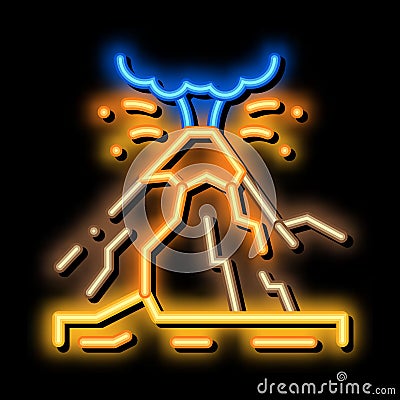 mountain eruption neon glow icon illustration Vector Illustration