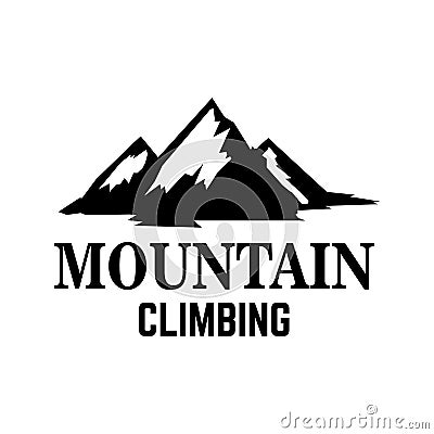 Mountain expedition. Emblem template with rock peak. Design element for logo, label, emblem, sign, poster. Vector Illustration