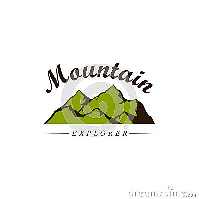 Mountain Explorer Adventure Logo Badge Vector Simple Flat Design Vector Illustration