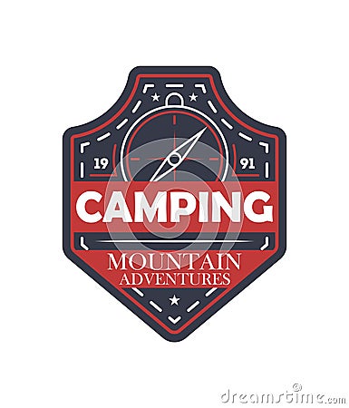 Mountain extreme adventures vintage isolated badge Vector Illustration