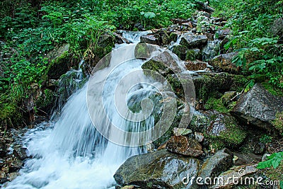 Falling Mountain river over stone Stock Photo