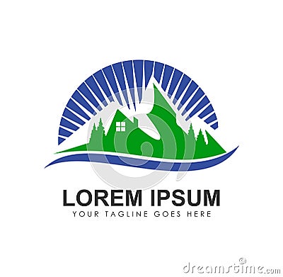 Mountain Farm Logo vector Icon Vector Illustration