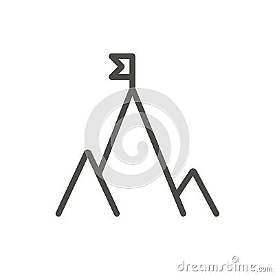 Mountain flag icon vector. Line success symbol. Vector Illustration