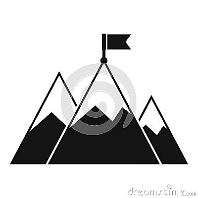 Mountain flag mission icon, simple style Vector Illustration