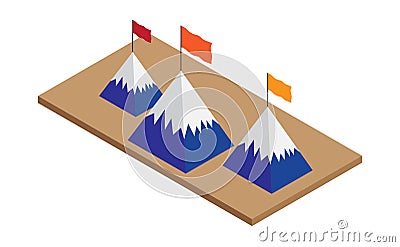 Mountain flag success isometric Stock Photo