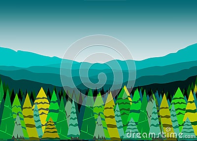 Mountain forest landscape Vector Illustration