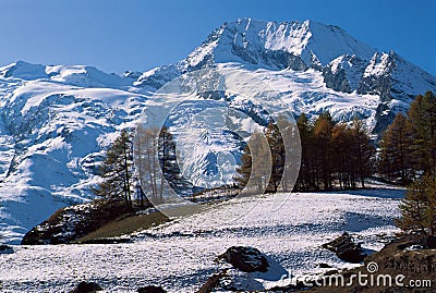 Mountain and Glacier of Mont Pourri Stock Photo