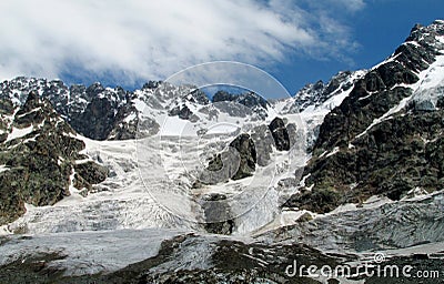 Mountain glaciers and peaks landscape Stock Photo
