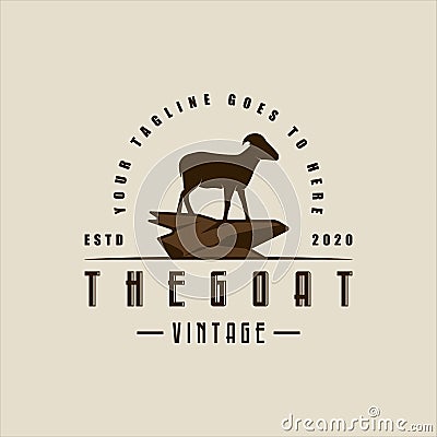 mountain goat logo vintage vector illustration template icon graphic design. animal in wildlife sign or symbol for livestock ranch Vector Illustration