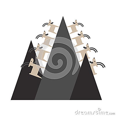 Mountain goat on rock isolated. Animal vector illustration beast Vector Illustration