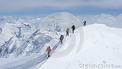 Mountain guide and clients near summit of Grossvenediger Editorial Stock Photo