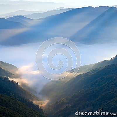 Mountain hazy daybreak Stock Photo