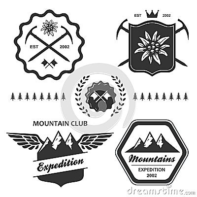 Mountain hiking outdoor symbol emblem label Vector Illustration