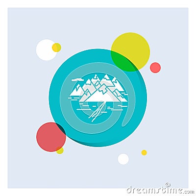 Mountain, hill, landscape, rocks, crack White Glyph Icon colorful Circle Background Vector Illustration