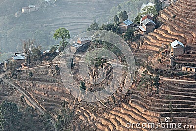 Mountain hill terrace in nagarkot nepal Stock Photo