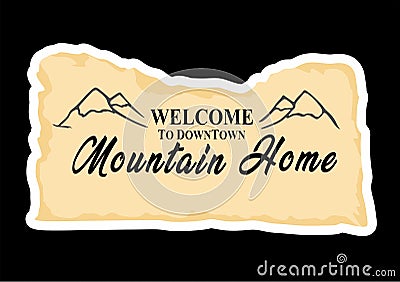 Mountain Home with mountain silhouette Vector Illustration