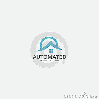 Mountain home and sun logo simple outdoor Vector Illustration