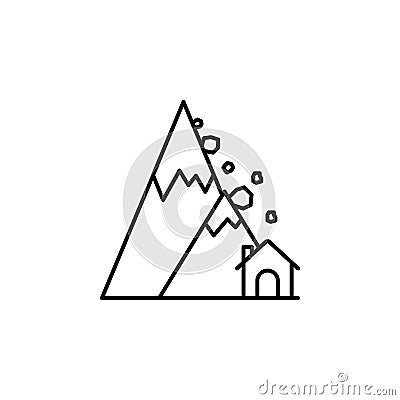 Mountain, house, landslide icon. Simple line, outline vector elements of natural disasters icons for ui and ux, website or mobile Stock Photo