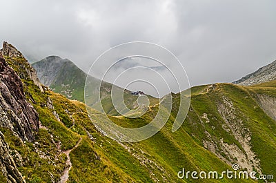 Mountain hut Kaiserjochhaus in the Lechtal Alps, North Tyrol, Austria Stock Photo