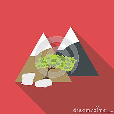 Mountain icon, flat style Vector Illustration