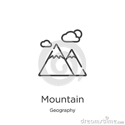 mountain icon vector from geography collection. Thin line mountain outline icon vector illustration. Outline, thin line mountain Vector Illustration