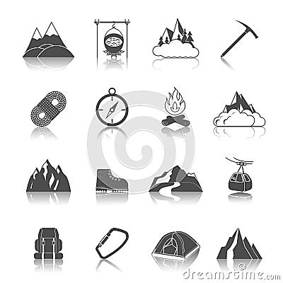 Mountain icons black Vector Illustration