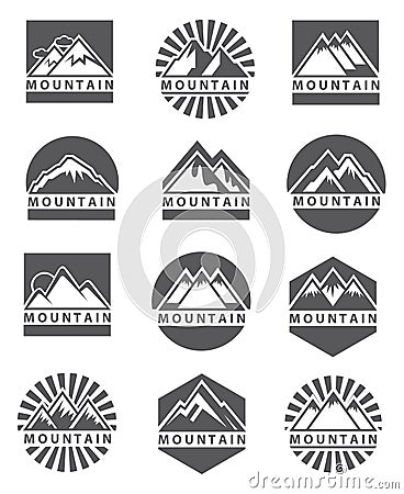 Mountain icons set Vector Illustration