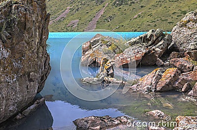 Mountain lake with blue water Stock Photo