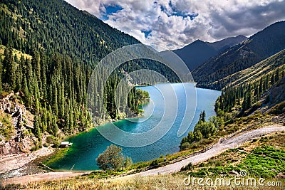 Mountain lake Kolsai in Kazakhstan Stock Photo