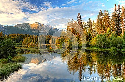 Mountain lake in Slovakia - Strbske pleso Stock Photo