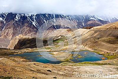 Mountain lakes in Spiti Valley in Himalayas Stock Photo