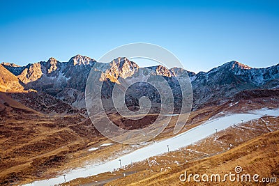 Mountain landscape in autumn against the blue sky Stock Photo