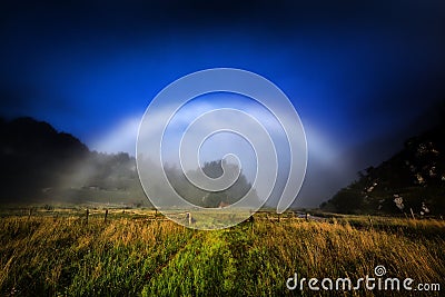 Mountain landscape in autumn by night - Fundatura Ponorului Stock Photo