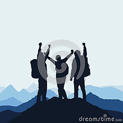 Mountain landscape with climbers Vector Illustration
