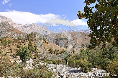 mountain landscape close to Arslanbob, Kyrgyzstan, Central Asia Stock Photo