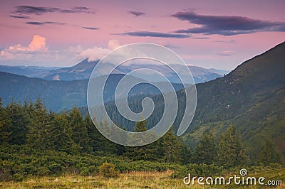 Mountain landscape with cloudy sky Stock Photo
