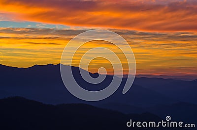 Mountain landscape in early spring after sunset, mount Stolovi Stock Photo