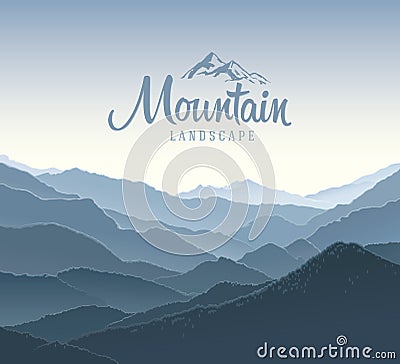 Mountain landscape and elements logo. Vector Illustration